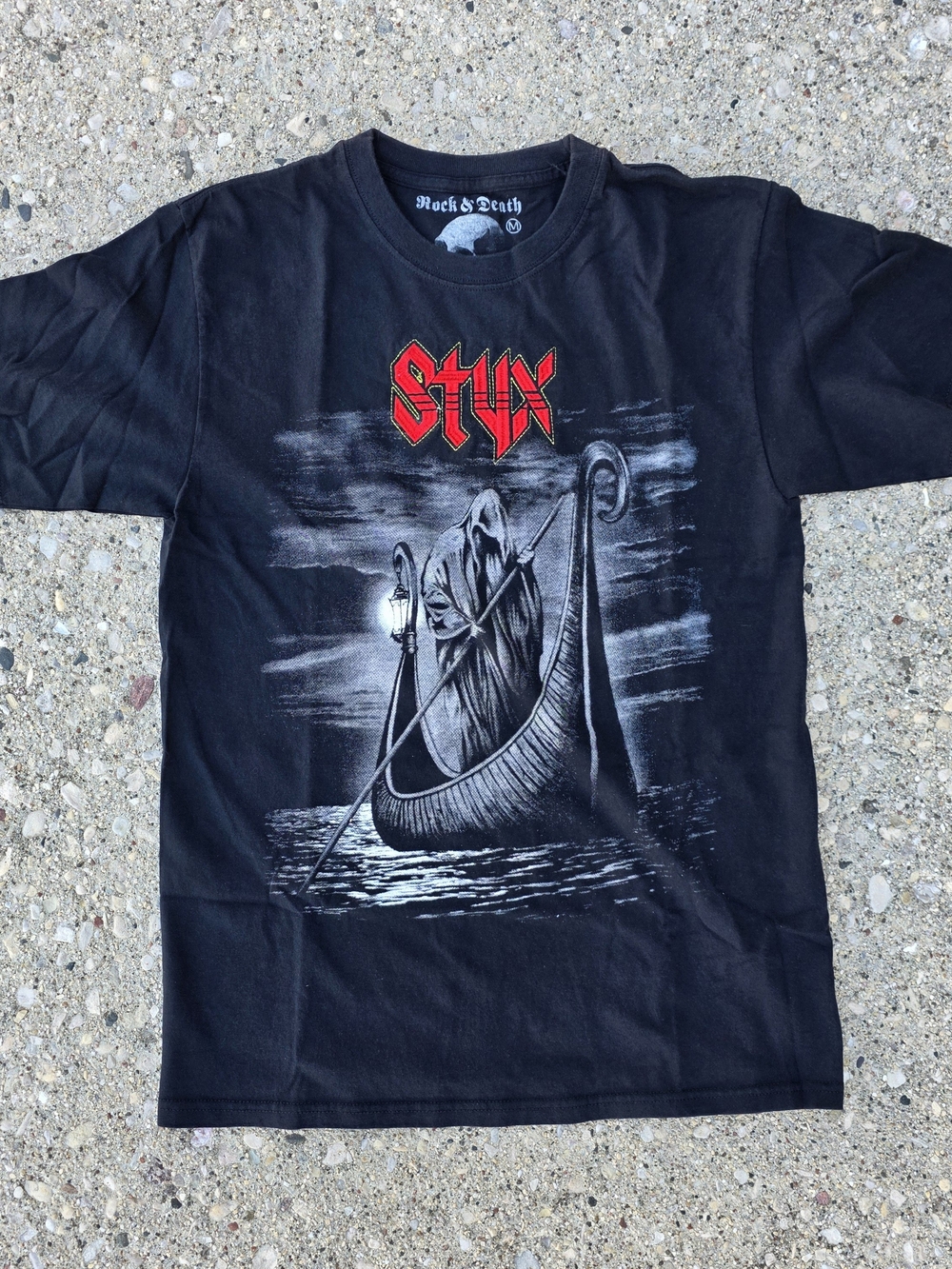 Styx Grim Reaper Graphic Band Tee Embroidered Logo Medium